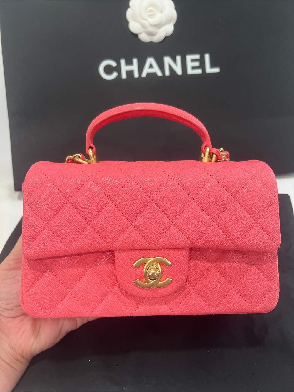 Chanel Classic Caviar Pink Mini rectangular Flap Bag - Picture 3 of 11